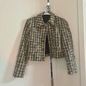 Mango Tweed Blazer with shoulder pads